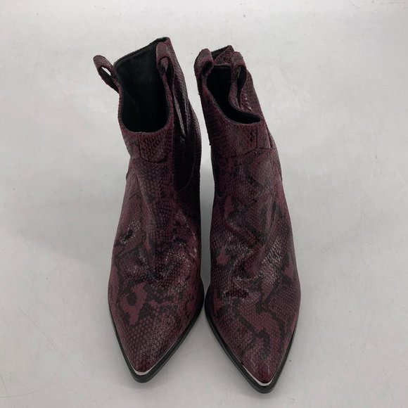 Steve Madden NWOT Zora Maroon snakeskin heeled western ankle boots size 10 - Picture 5 of 14